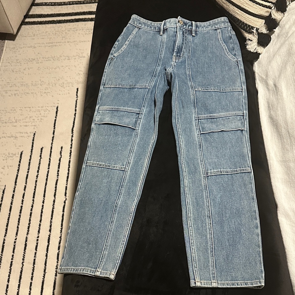 Men's Light Blue Utility Cargo Jeans